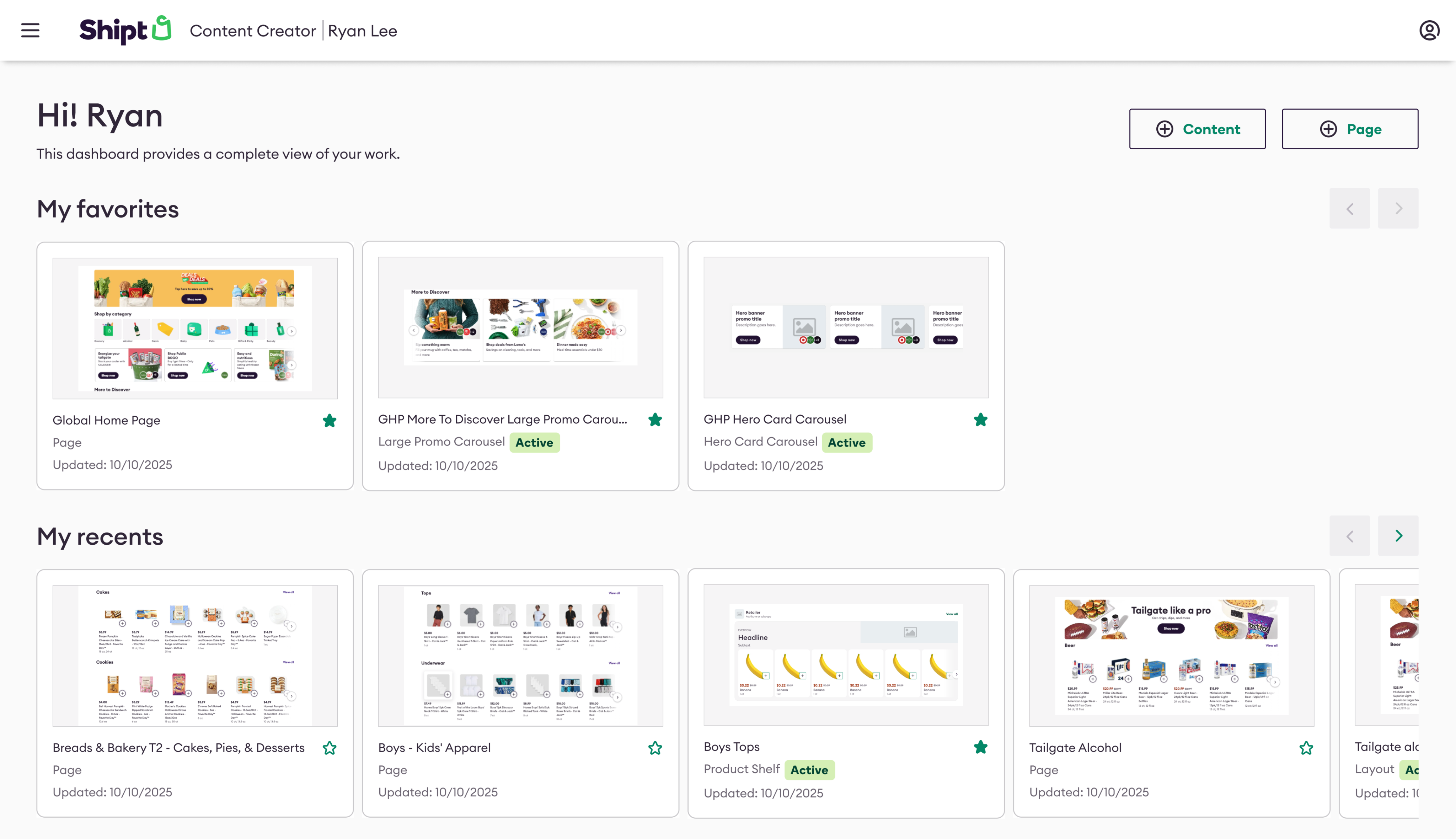 Shipt CMS Dashboard